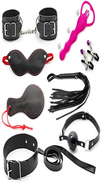 Sex Intimes BDSM-Bondage-Kit-Set, Silikon-Analvibrator, Leder-Erwachsenenrolle, Sklavenspiel, Bondage-Rückhaltesystem, Sexspielzeug für Paare, S1815327183