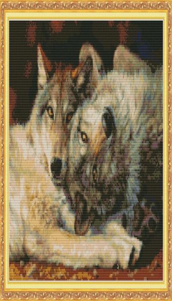 Wolf Ev Dekor Diy Sanat Kiti El Yapımı Cross Stitch Craft Araçları Nakış İğne Setleri Tuval Üzerine Sayılan Baskı DMC 14CT 116531725