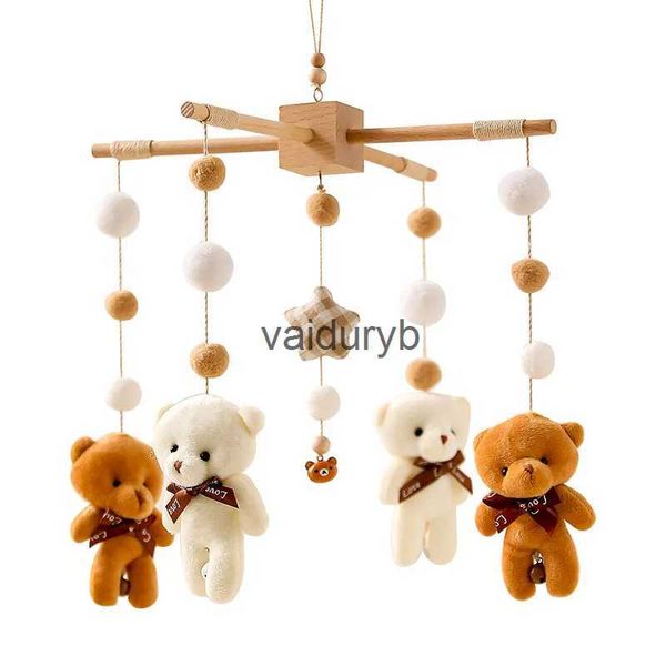 Mobiles # Cartoon Plush Bed Bell Baby Chocalhos Berço Mobiles Toy 0-12months Bear Fox Carrossel de algodão para berços Projeção Infantil Brinquedos de madeiravaiduryb