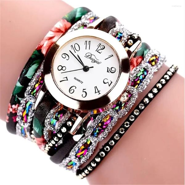 Orologi da polso Bracciale con strass colorati Orologio da polso da donna con cerchio di rivetti