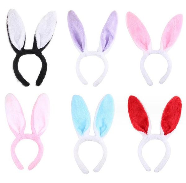 Bonito de pelúcia orelhas de coelho faixas de cabelo macio orelhas de coelho páscoa adulto headbands para mulheres meninas anime cosplay festa acessórios para o cabelo