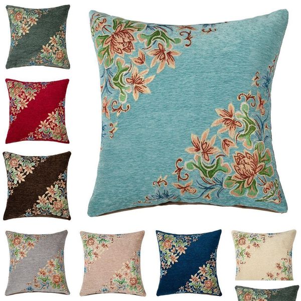 Kissen/Dekokissen 45 x 45 cm, luxuriöses Vintage-Dekokissen, Blumenmuster, für Auto, Sofa, Dekor, Kissenbezug, Zuhause, E-Drop D, Dh284