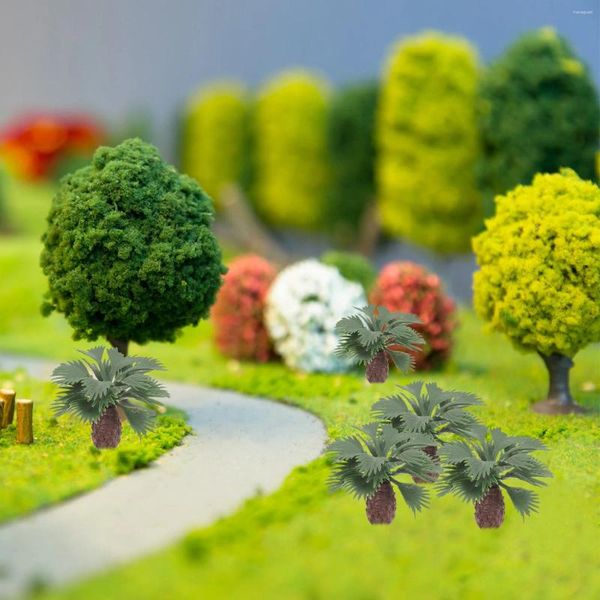 Fiori decorativi 10 pezzi Micro paesaggio Palma Piccolo giardino Falso modello di treno tridimensionale Alberi in plastica in miniatura Artistico