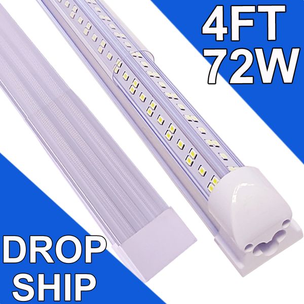 (25 paket) 4ft LED mağaza ışık fikstürü, v şekli 72W 7200lm 6500k (gün ışığı beyaz), 8 ayak, 48 '' T8 entegre LED tüp, bağlantılı LED ampul garajı, depo, Clear Lens USA USA usastock