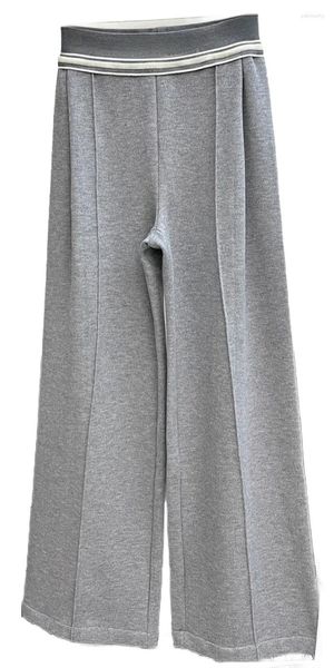 Calças femininas largas perna casual nylon niners versão fina cor sólida composto cashmere design para outono e inverno conforto 2024