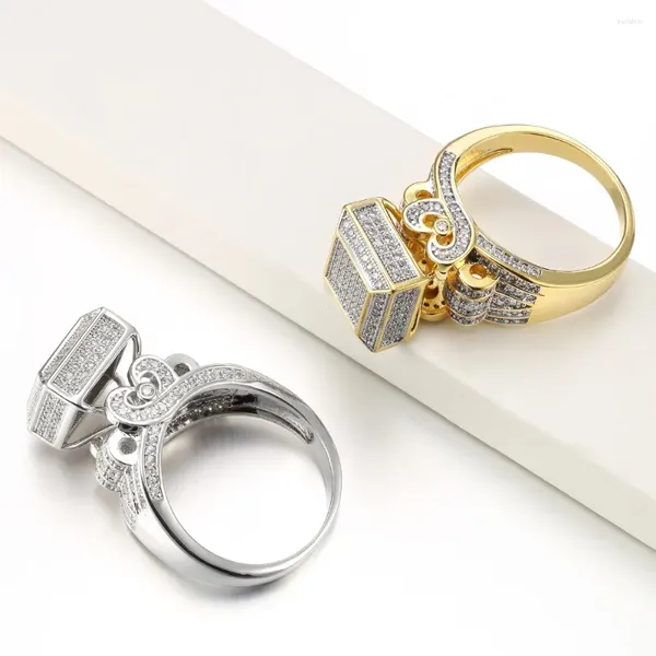 Кольца кластера, мужские медные кольца с кубическим цирконием, Bling Iced Out, кольцо в стиле хип-хоп, латунь, ювелирные изделия, оптовая цена, подарок
