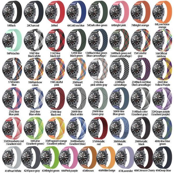 Geflochtenes Nylonarmband für Samsung 22 mm 20 mm Uhrenarmband XS S M L XL Größen Filament gewebt wasserdicht bunt Einzelschlaufe watchba5769148