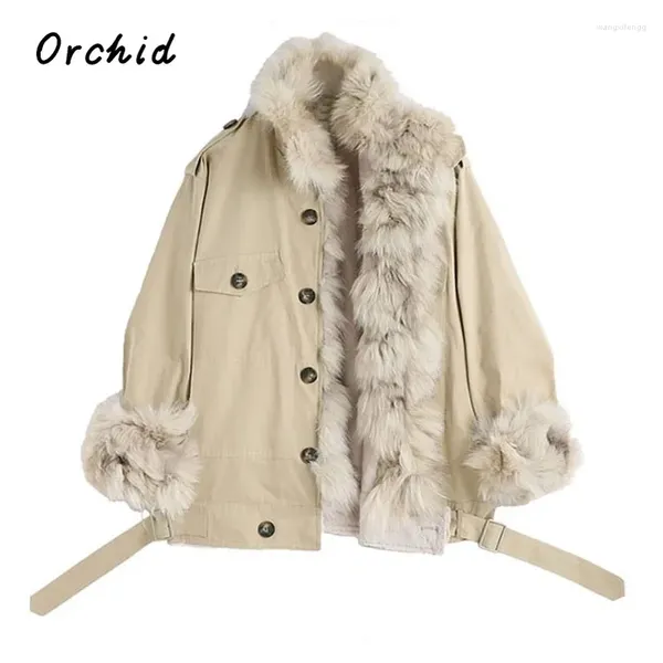 Giacche da donna Inghilterra Stile di lusso Giacca in pelliccia sintetica Donna Risvolto Manica lunga Cappotti monopetto 2024 Autunno Inverno Harajuku Trendy Fuzzy