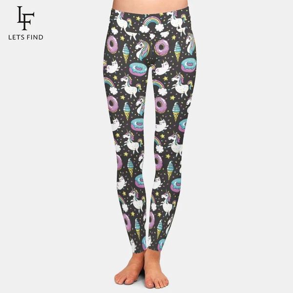 Capris Neue Mode Einhorn Frauen Hohe Taille Leggings 3d Gedruckt Regenbogen Stern Katze Donuts Fitness Legging Sexy Frau Elastizität Hosen