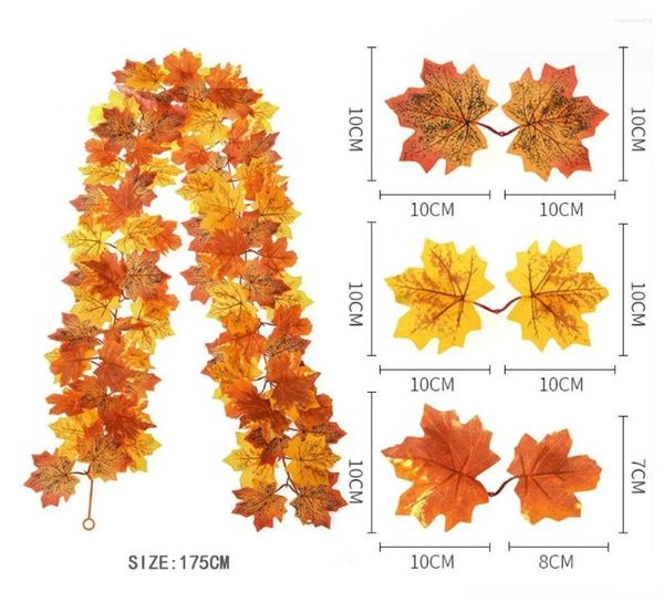 Flores decorativas 1.75m guirlanda de videira vermelha artificial ao ar livre pendurado folhas de ratten para arco sala jardim ação de graças outono