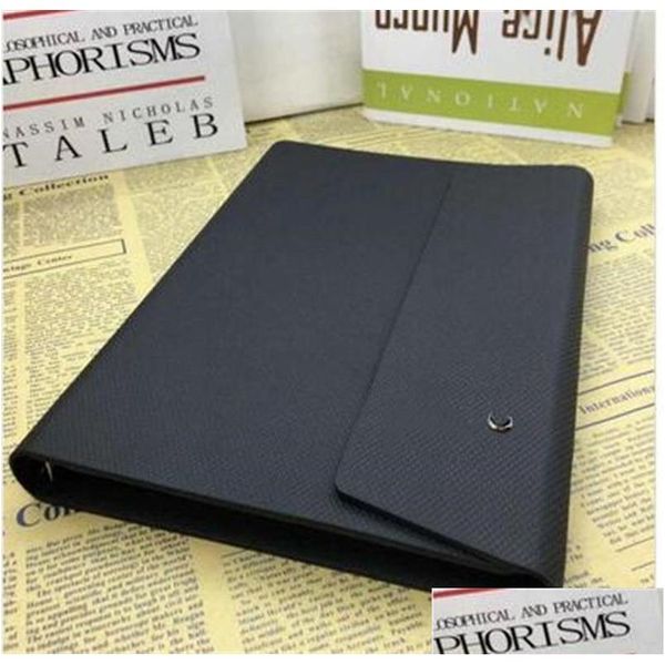 Blocos de notas Luxo Preto Harder Envelope Design High-End Handmade Couro A5 Tamanho Diário Notebooks com 100 folhas soltas Busi Dhltu