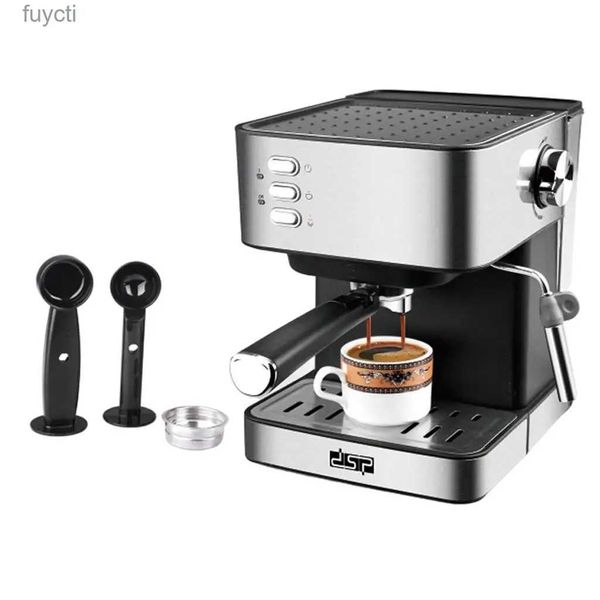Máquinas de café 850W Máquina de café expresso Máquina de espuma de leite a vapor de aço inoxidável para Espresso Latte Cappuccino 1.6L Tanque de água removível YQ240122