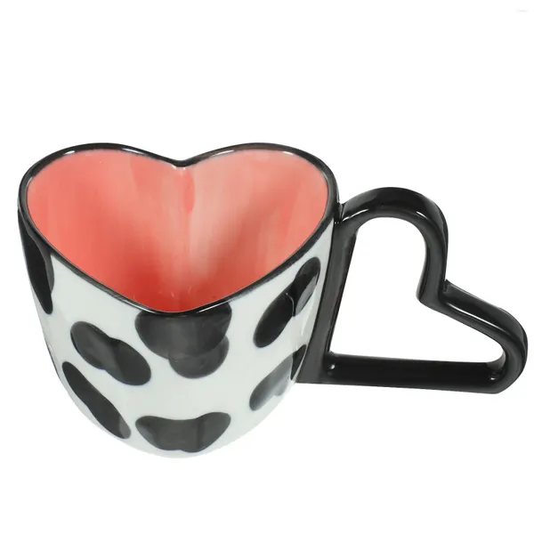 Set di stoviglie Coppia caffè in ceramica Mark Acqua (strisce rosse) Tè Tazza per la casa nordica Regalo per ufficio in ceramica a forma di cuore