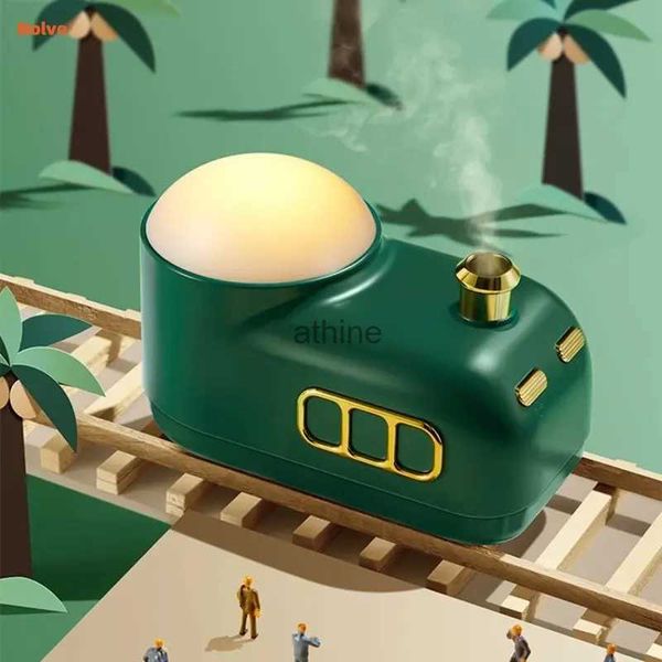 Umidificadores 350ML Retro Train Design Umidificador de Ar Ultrassônico Mini Difusor de Aroma de Óleo Essencial com Luz Noturna Quente Nano Pulverizador YQ240122