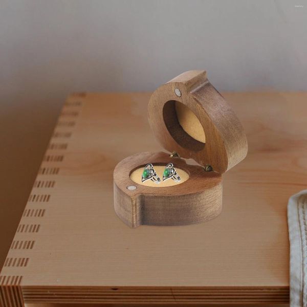 Schmuck Beutel Box Holz Ring Fall Herz Form Verpackung Halter Holz Braut Hochzeit Boxen Für Zeremonie Braut Dusche Geschenk