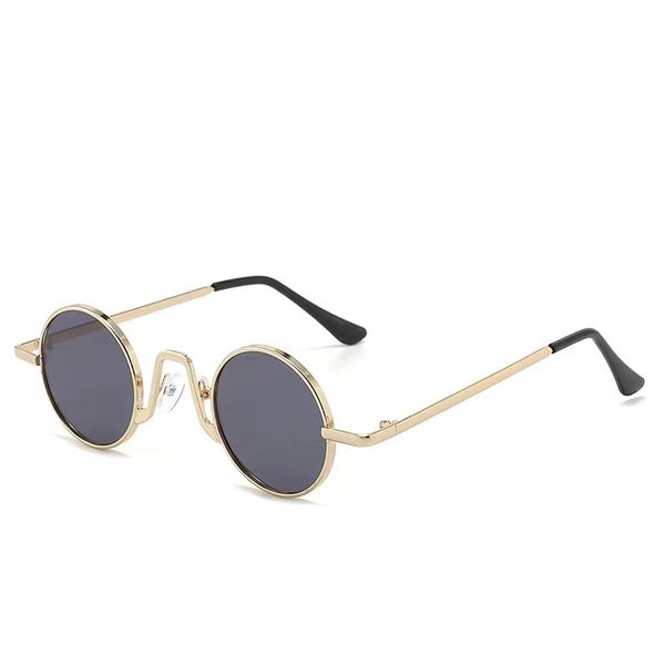 Retro metal vintage óculos gótico steampunk redondo óculos de sol pequeno quadro lentes espelho 9 cores atacado