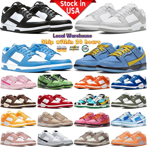 2024 Männer Frauen Schuhe US Stocking Flache Sneakers Lows Weiß Schwarz Panda Grau Nebel Triple Pink University Blau Rot Wolf Grau Local Warehouse Herren Trainer GAI