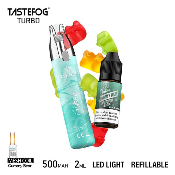 Original Tastefog Turbo Vape Pen Shisha Vaporizer 2 ml nachfüllbarer Pod mit einer Flasche 10 ml E-Liquid 12 Geschmacksrichtungen Schnelle Lieferung