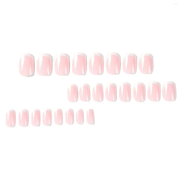 Falsche Nägel, französische weiße Spitzen, rosa, einfach aufzutragen, einfaches Abziehen für Festival-Partys und Dates