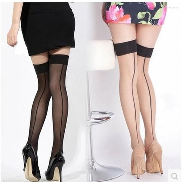 Женские носки, сексуальные чулки выше колена, вертикальные высокие колготки до бедра, искушение