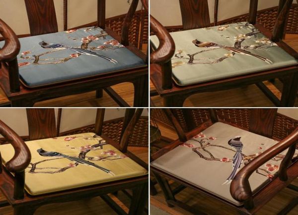 AlmofadaDecorativa Travesseiro Magpie Bordado Estilo Chinês Almofada de Assento Highgrade Cadeira Antiderrapante Amarelo Azul Pássaros Tatami Home De9650437