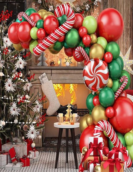 84 Stück Frohe Weihnachten Luftballons Dekoration Girlanden-Sets für Weihnachten, Party, Neujahr, Zuhause, DIY-Dekor, grün, rot, Globos, Ornamente, aufblasbar, 4345042