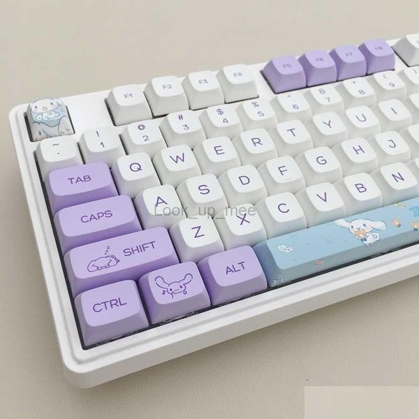 Клавиатуры 145 клавиш Yugug Cute Keyboard Keycaps Xda Profile Сублимация Pbt Фиолетовый Розовый колпачок для клавиш Пользовательские механические аксессуары Drop Deli Dh6Qj