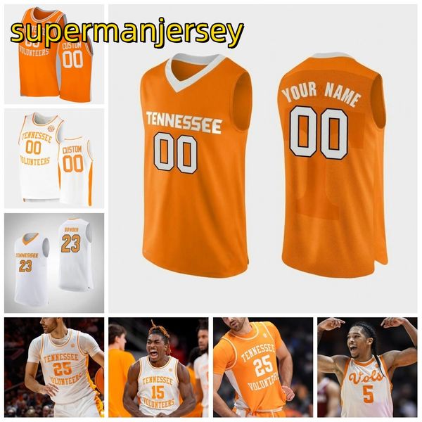 Custom Tennessee Volunteers basketbalshirts 30 James 4 Tyreke Key 33 Uros Plavsic 0 Jonas Aidoo 15 Jahmai Mashack 11 Tobe Awaka voor heren dames jeugd Kid Jersey 2024