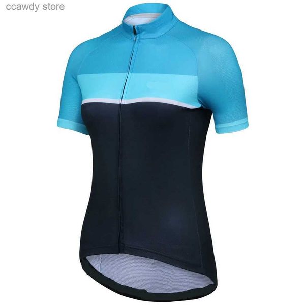 Homens camisetas Ciclismo Camisas Tops Cusroo 2023 Mulheres Manga Curta Jersey Custom Made Ropa Ciclismo MTB Bicicleta Uniforme Ciclo Camisa Light BlueH24122