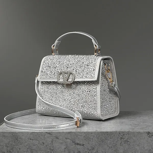 Couro de luxo coberto com swarovski imitação cristal single crossbody bolsa de moda mini saco de bolsa vsling bolsas de embreagem bing bling shinestone diamante bolsas de ombro