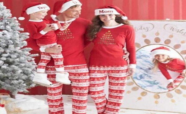 Ano novo família natal pijamas família combinando roupa pai mãe filha menina menino conjuntos de roupas pijamas família olhar 2011284570334