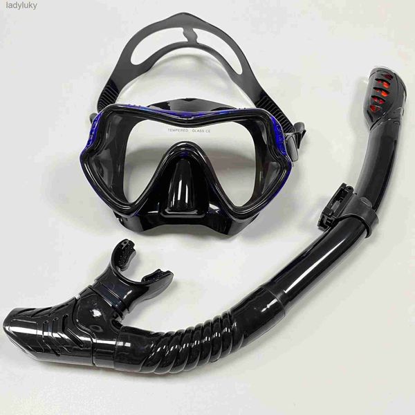 Maschere subacquee Nuoto Immersioni Snorkeling Specchio Maschera per il viso in silicone Set di tubi per la respirazione Attrezzatura per lo snorkeling con cornice grandeL240122