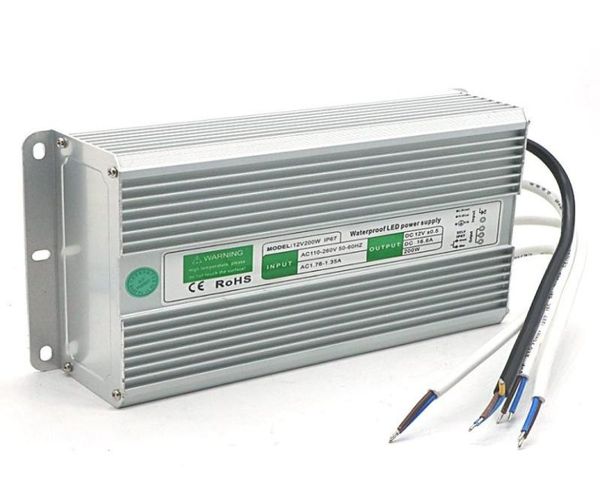 Dc 12v 200w à prova dip67 água eletrônico led driver transformador fonte de alimentação ao ar livre ip67 à prova dip67 água para led strip lamp9687611