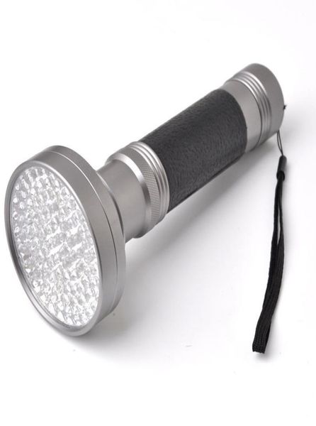 10 pçs 100led 395400nm uv blacklight escorpião super brilhante detecção lanterna tocha portátil luz violeta detector de dinheiro3583977