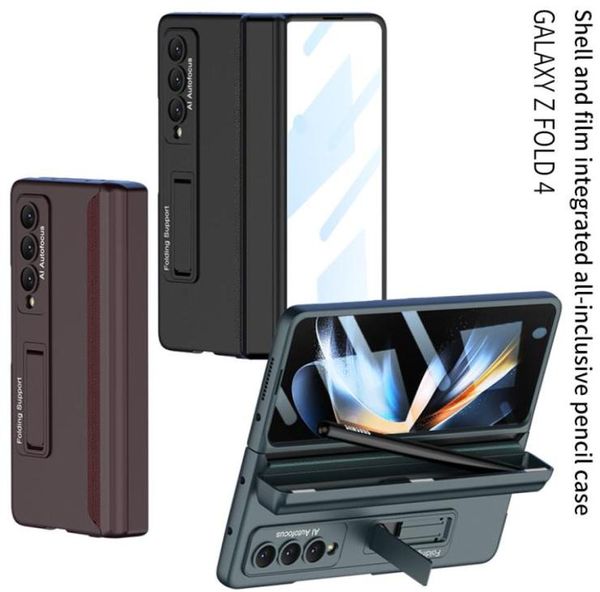 Магнитные чехлы для Samsung Galaxy Z Fold 3 Fold 4 Case Стеклянная защита экрана Шарнир для ручек Слоты Коробки Стенд Cover5987969