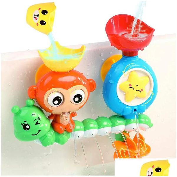 Giocattoli da bagno Baby Sunction Cup Track Giochi d'acqua Bagno per bambini Scimmia Caterpilla Doccia Giocattolo per bambini Regali di compleanno 230221 Drop Deliv Dh2Vf