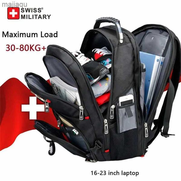 Mochilas swiss militar multifuncional grande capacidade masculino saco de viagem moda carregamento usb à prova dwaterproof água 23 polegada portátil mochila homens mochila