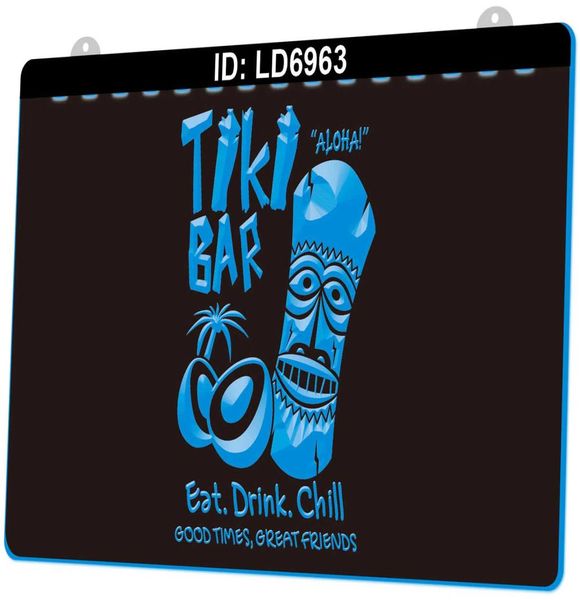 LD6963 Tiki Bar Drink Chill 3D Gravura LED Light Sign Whole Retail4083346