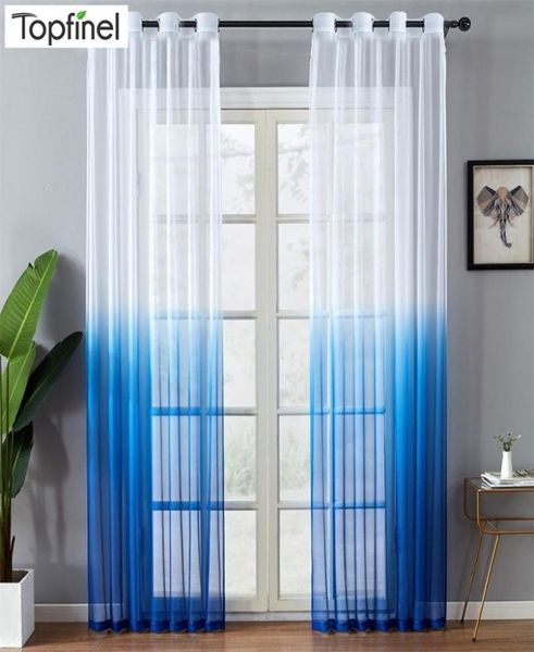 Blauer Farbverlaufsvorhang aus Tüll für Wohnzimmer, transparente Vorhänge für Schlafzimmer, Küche, Garn-Tüll-Paneele, Grau, Rot, Lila, Hochzeit, Decke 26615823