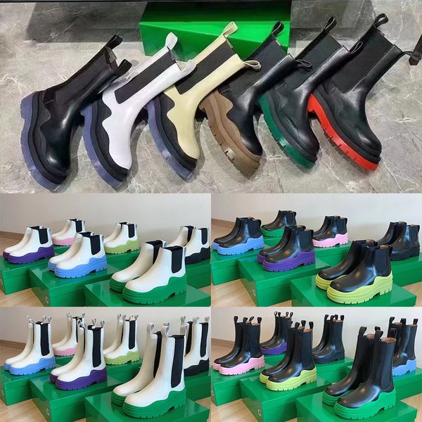 Sıcak Son Kadın Botları Lastik Önyükleme Fırtına Lastikleri Tıknaz Boot Deri Kristal Açık Martin Ayak Bileği Moda Anti-Slip Tasarımcı Platformu Bootie 35-45