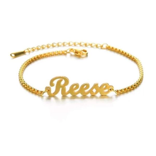 Pulseiras nome personalizado pulseira 18k banhado a ouro corrente de aço inoxidável personalizado pulseira artesanal jóias masculinas para mulheres presente do bebê