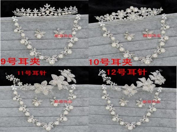 Bautiful 3 Stück Brautaccessoires, 6 Stile, silberne Ohrstecker und Clips, Kristallperlen, Hochzeitskrone, Perlen, Tiaras, Kronen für 5388160