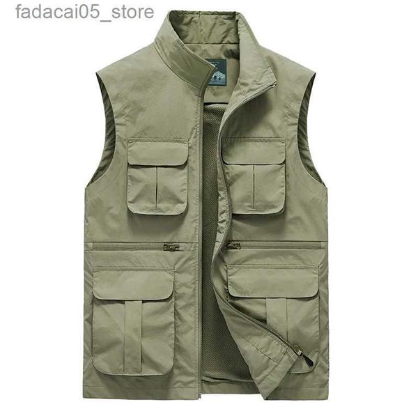 Gilet da uomo Uomo Primavera Estate Gilet da pesca Uomo Casual Large Size Multi-tasche Gilet da trekking Outdoor Camping Gilet tattico Giacca M-8XL Q240122