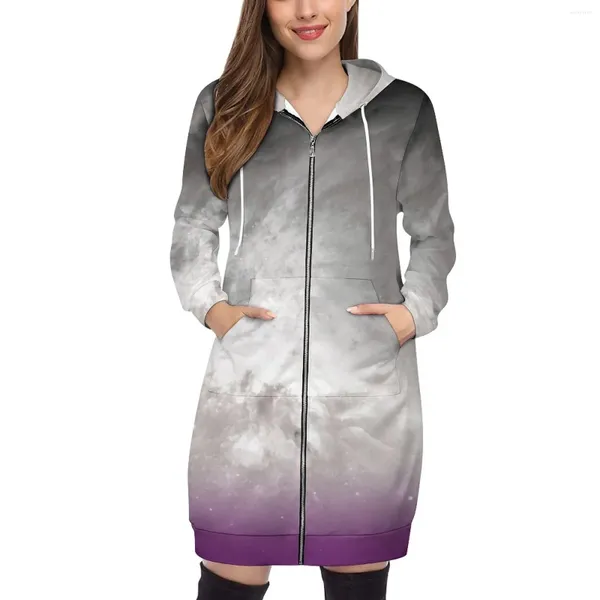 Felpe con cappuccio da donna Ace Pride Nebula Felpa con cappuccio oversize da donna Felpe con coulisse Personalità Felpa con cappuccio allentata Moda Asessuale Lgbt