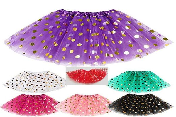 Meninas ouro polka dot tutu saia bebê natal tutus crianças tutu vestido criança saias plissadas criança pettiskirt pogal adereços m121031511