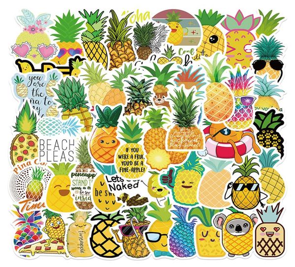 Adesivi serie Pineapple 50 pz / lotto Cartoon DIY Graffiti Decalcomanie per moto Auto Bagagli Pad Telefono Scooter Giochi Skateboard Lapt3786788