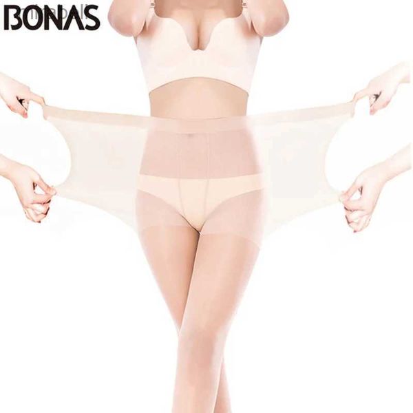 Носки Чулочно-носочные изделия BONAS Женские колготки большого размера Сексуальные дышащие нейлоновые колготки 30D Большие женские высокоэластичные чулки для предотвращения зацепок Rajstopy YQ240122