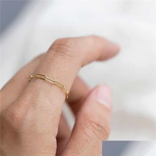 Anéis 14k ouro cheio de corrente minimalismo junta jóias anillos mujer bague femme boho aneis para mulheres 211217 gota entrega anel dhrtc