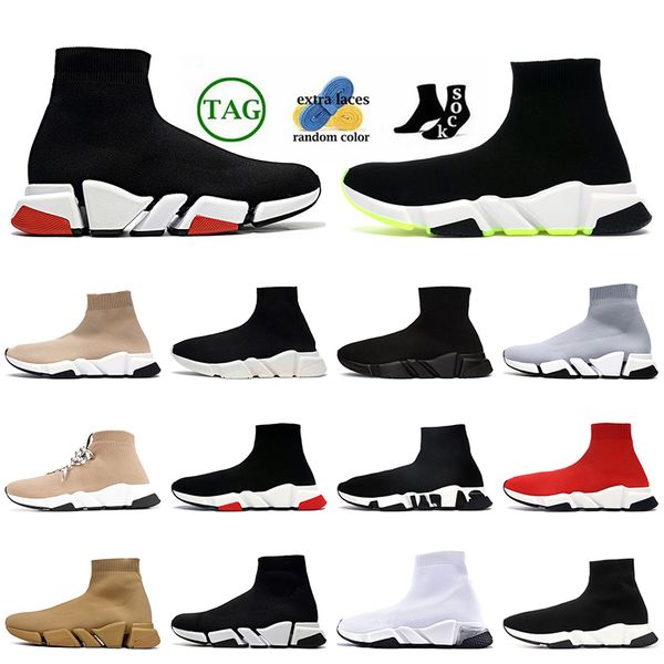 Plattform Luxus Speeds OG Rot Weiß Triple Black Designer Casual Socken Schuhe Trainer Damen Herren Loafer Strick Sneakers Läufer Braun Grau Größe 36-45