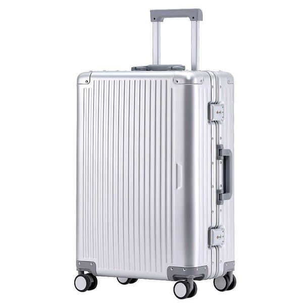 All-aluminum-magnesium alloy trolley case Universal wheel luggage men's and women's luggage Password boarding case business Q240122